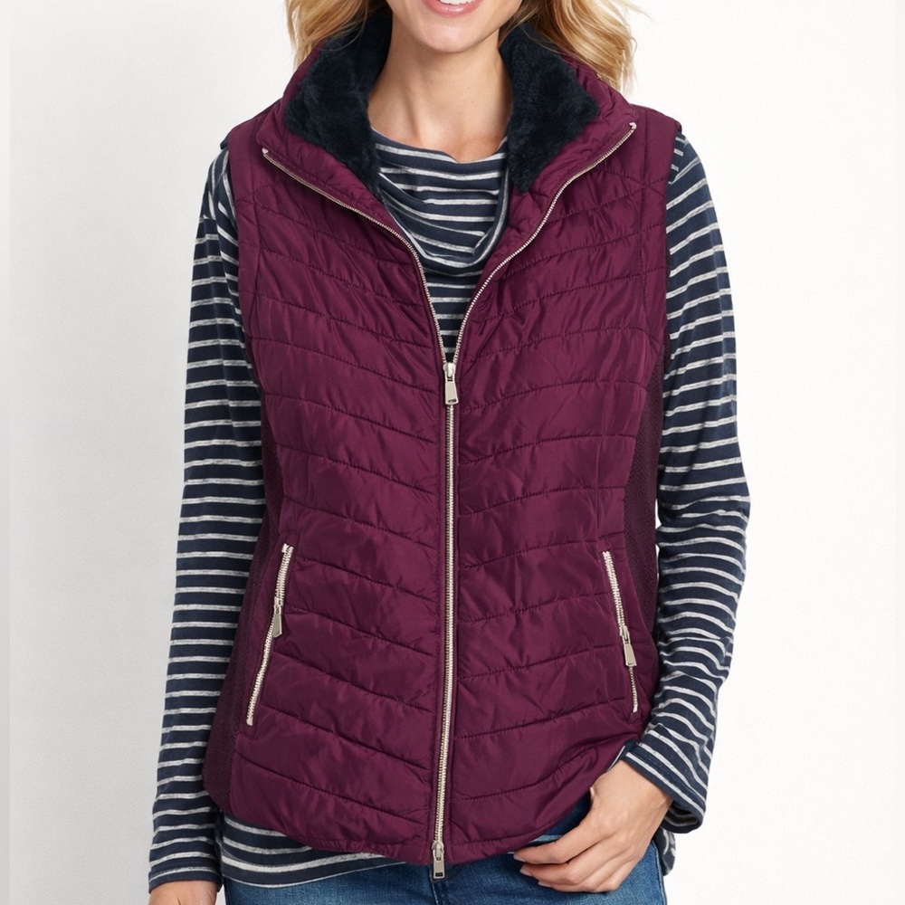 Maroon Burgundy Quilted Puffer Vest